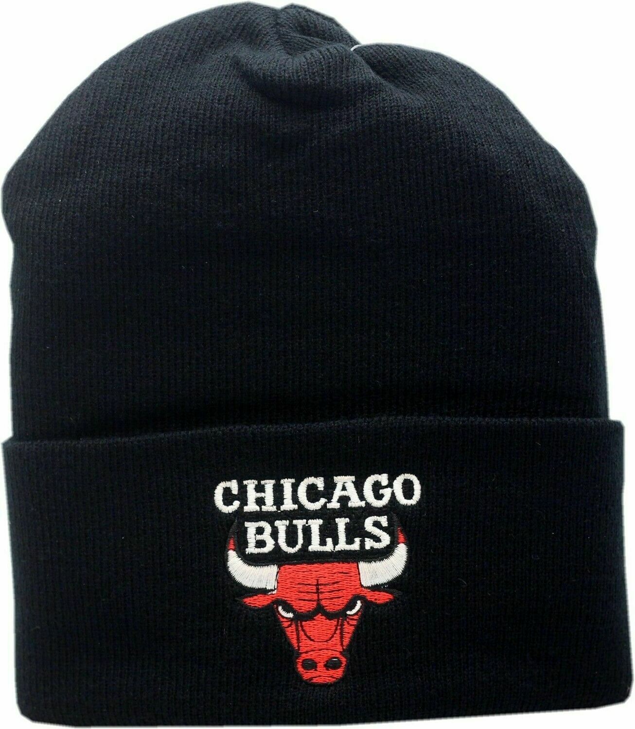Chicago Bulls Block Logo Black Cuffed Knit Hat