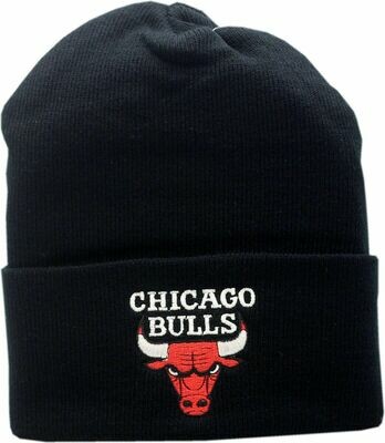 Chicago Bulls Block Logo Black Cuffed Knit Hat