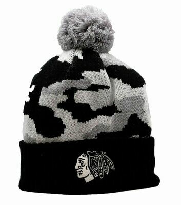Chicago Blackhawks Grey Camo Troop Cuffed Knit Hat
