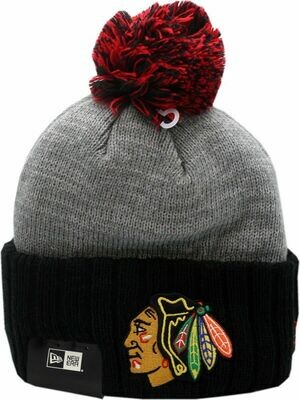 Chicago Blackhawks Flag Stated Cuffed Knit Hat with Pom