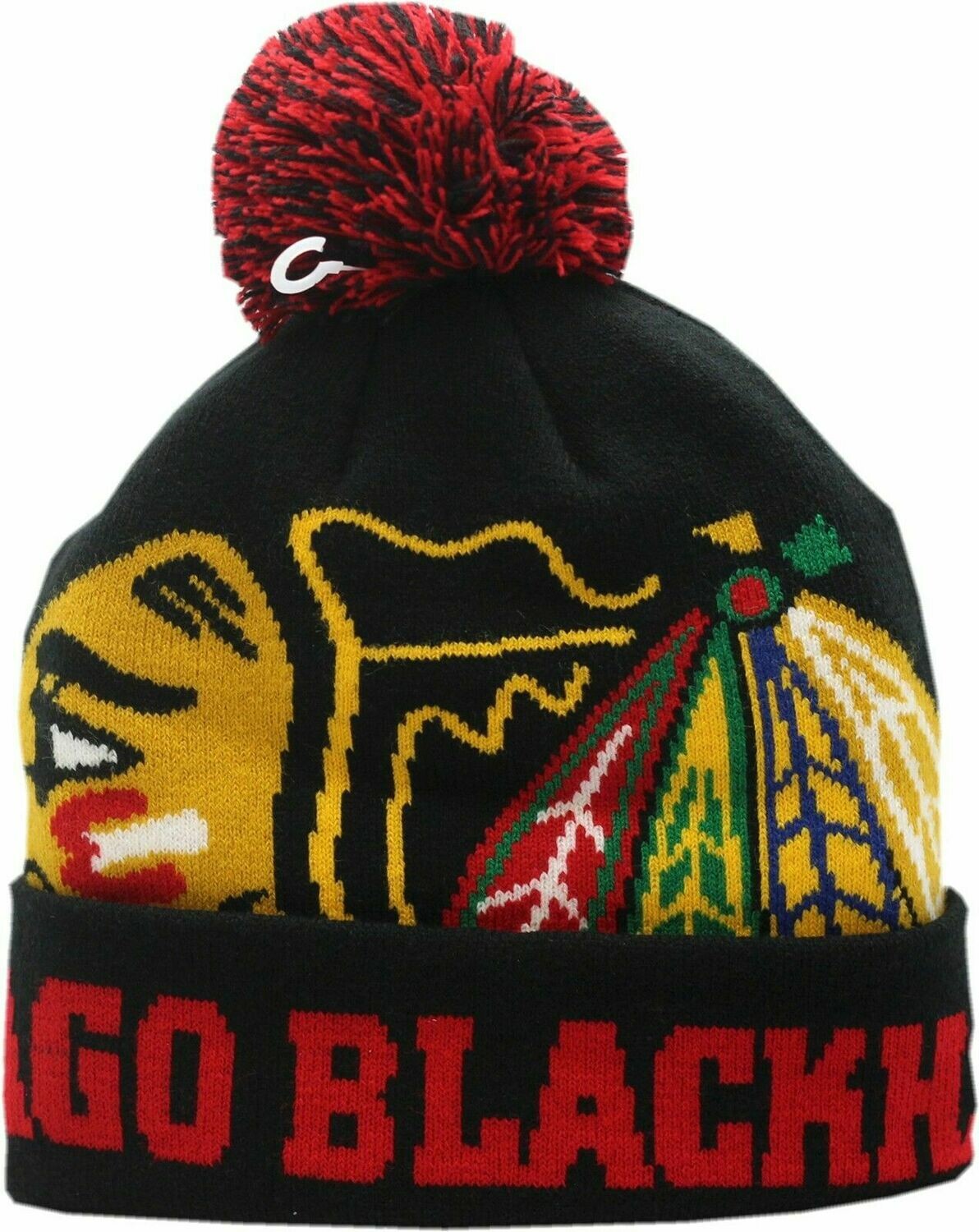 Chicago Blackhawks Indian Logo Colossal  Cuffed Knit Hat