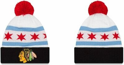 Chicago Blackhawks New Era City Factor Cuffed Pom Knit Hat