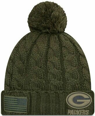 Women&#39;s Green Bay Packers 2018 Salute to Service Cuffed Pom Knit Hat
