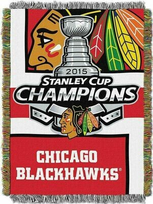Chicago Blackhawks 2015 Stanley Cup Champions Woven Throw