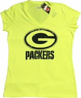 Green Bay Packers Ladies Imprinted Neon V-Neck