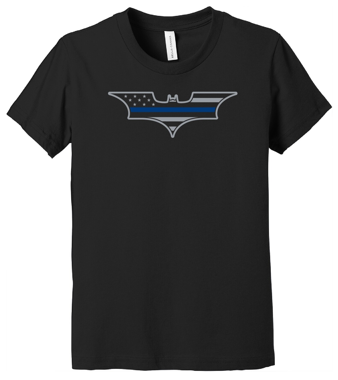 Thin Blue Line Batman Police T-Shirt, Size: Youth Small, Color: Black