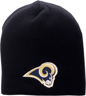 Los Angeles Rams Skull Knit Hat Black Logo Block