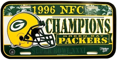 Green Bay Packers 1996 NFC Champions License Plate Plastic