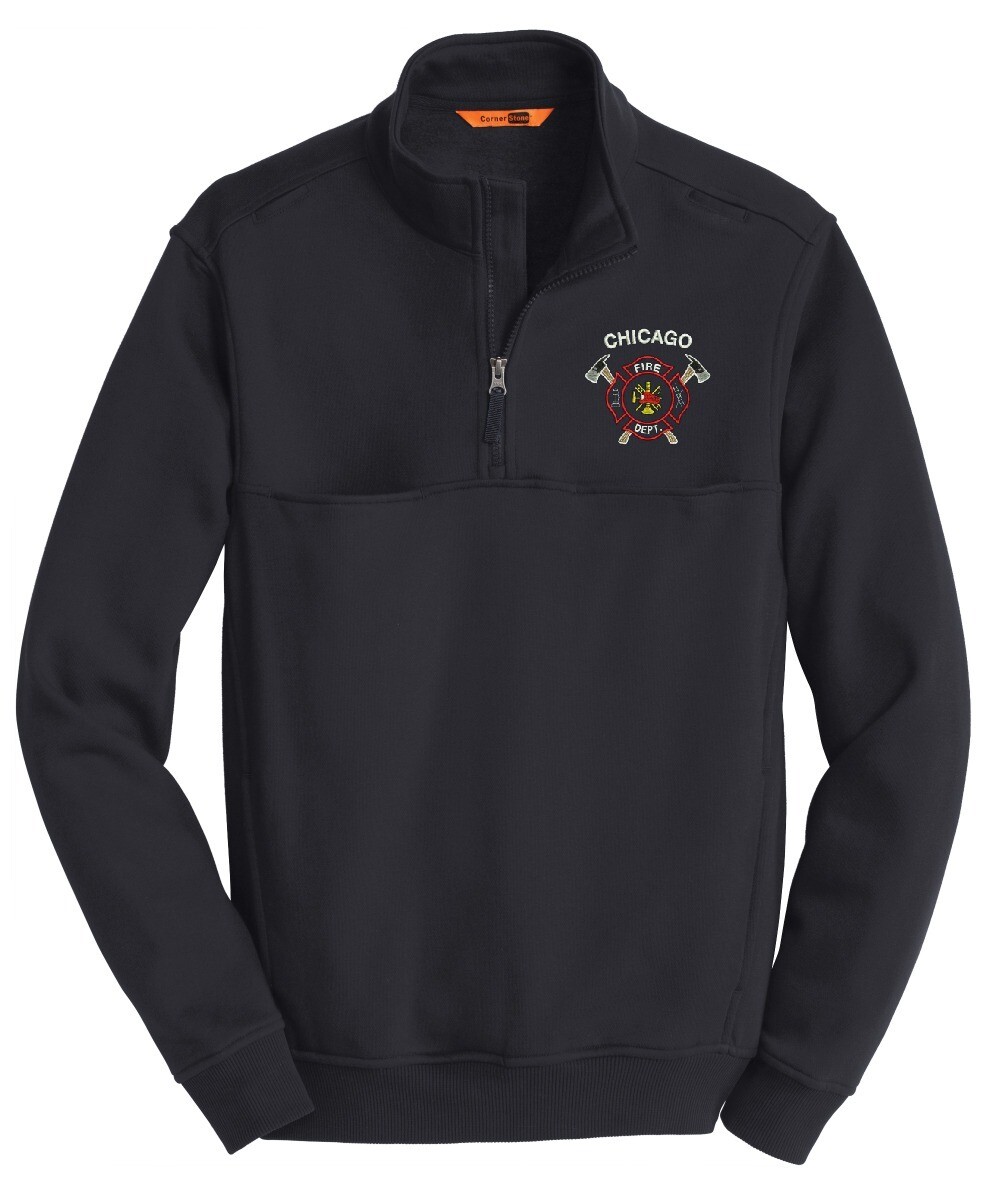Chicago Fire Department Cross Axed 1/4 Zip Job Sweat Shirt