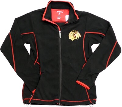 Chicago Blackhawks Ladies Black/Red Ice Fleece Full Zip Jacket