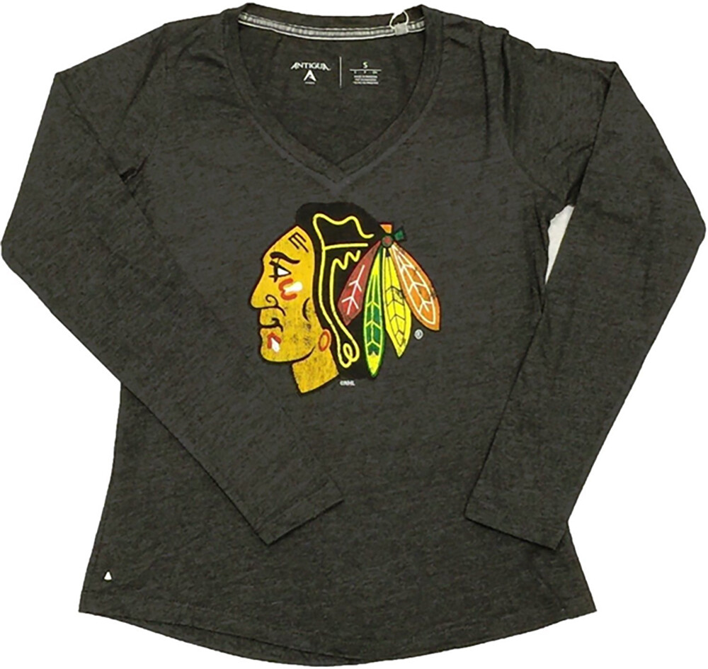 Chicago Blackhawks Long Sleeve Women&#39;s Charcoal Shirt Flip