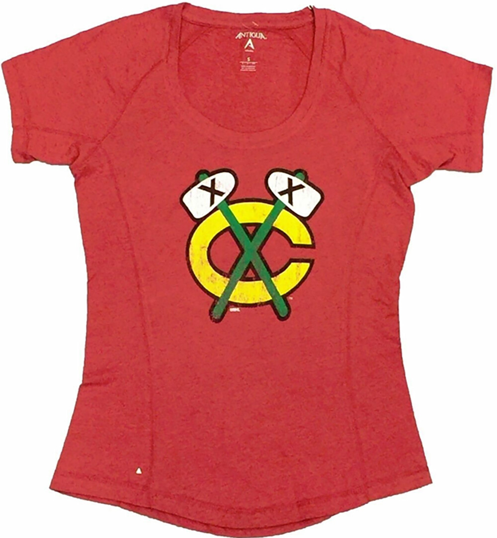Chicago Blackhawks Ladies Distressed Tomahawk T-shirt Red
