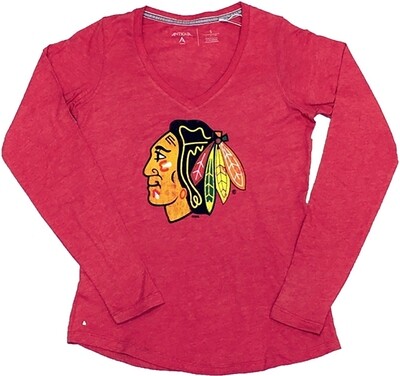 Chicago Blackhawks Flip Women&#39;s Red Long Sleeve Shirt
