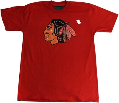 Chicago Blackhawks Antigua Red Distressed Mascot Logo T-Shirt