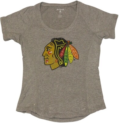 Chicago Blackhawks Ladies Pep T-Shirt Heather Grey