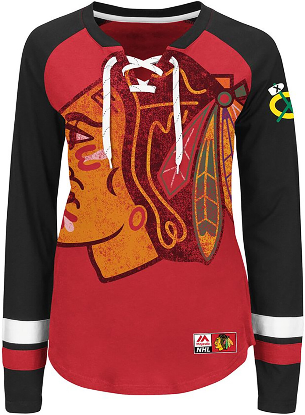 Chicago Blackhawks Ladies T-Shirt Long Sleeve Hip Check