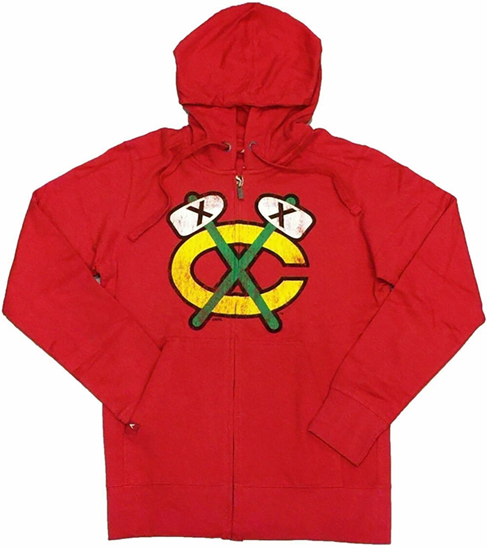 Chicago Blackhawks Distressed Tomahawk Red Full Zip Hoodie