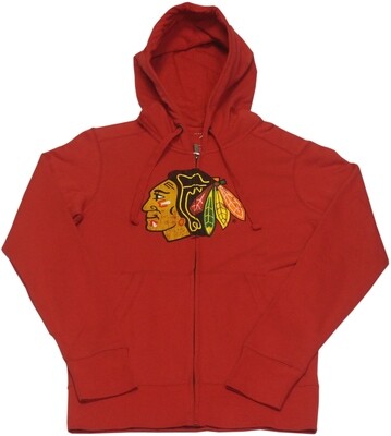 Chicago Blackhawks Distressed Logo Red Full Zip Hoodie