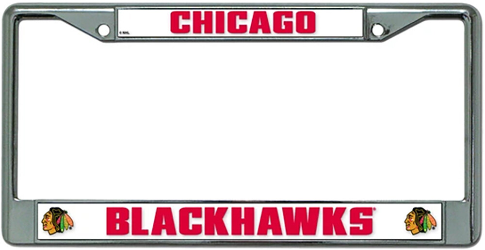 Chicago Blackhawks Chrome License Plate Frame White