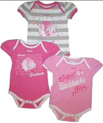 Chicago Blackhawks Infant Girls 3 Piece Bodysuit Set