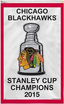 Chicago Blackhawks 2015 Stanley Cup Champions 3&quot; x 5&quot; Banner Flag