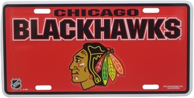 Chicago Blackhawks Metal License Plate Tag Red