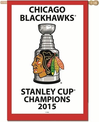 Blackhawks 2015 Stanley Cup Champions Banner 28&quot; x 44&quot; Team Flag