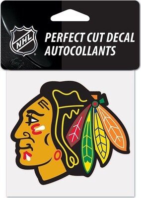 Chicago Blackhawks Perfect Cut Color Decal Indian Head 4" X 4"