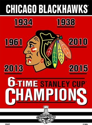 Chicago Blackhawks 6 Time Stanley Cup Champions Vertical House Flag