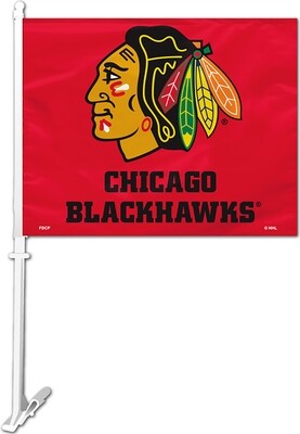Chicago Blackhawks Red 14"x11" Car Flag