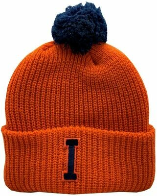 Illinois Fighting Illini Orange Youth Cuffed Pom Knit Hat