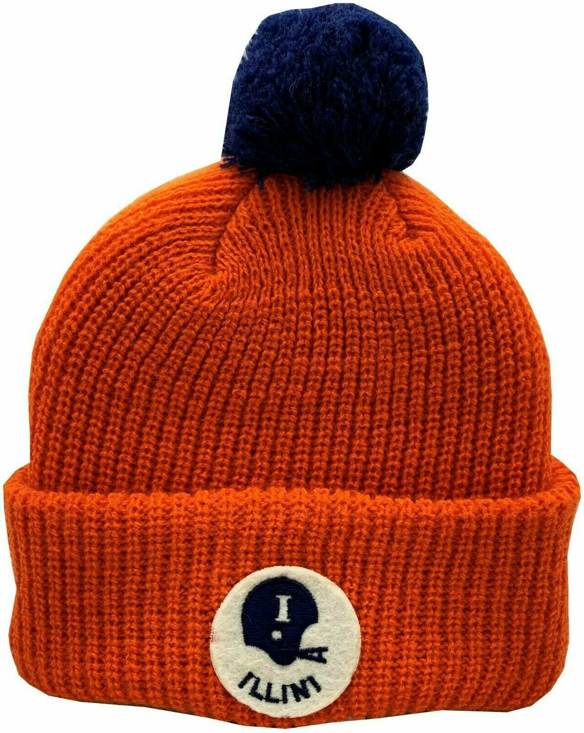 Illinois Fighting Illini Orange Youth Cuffed Pom Knit Hat Helmet