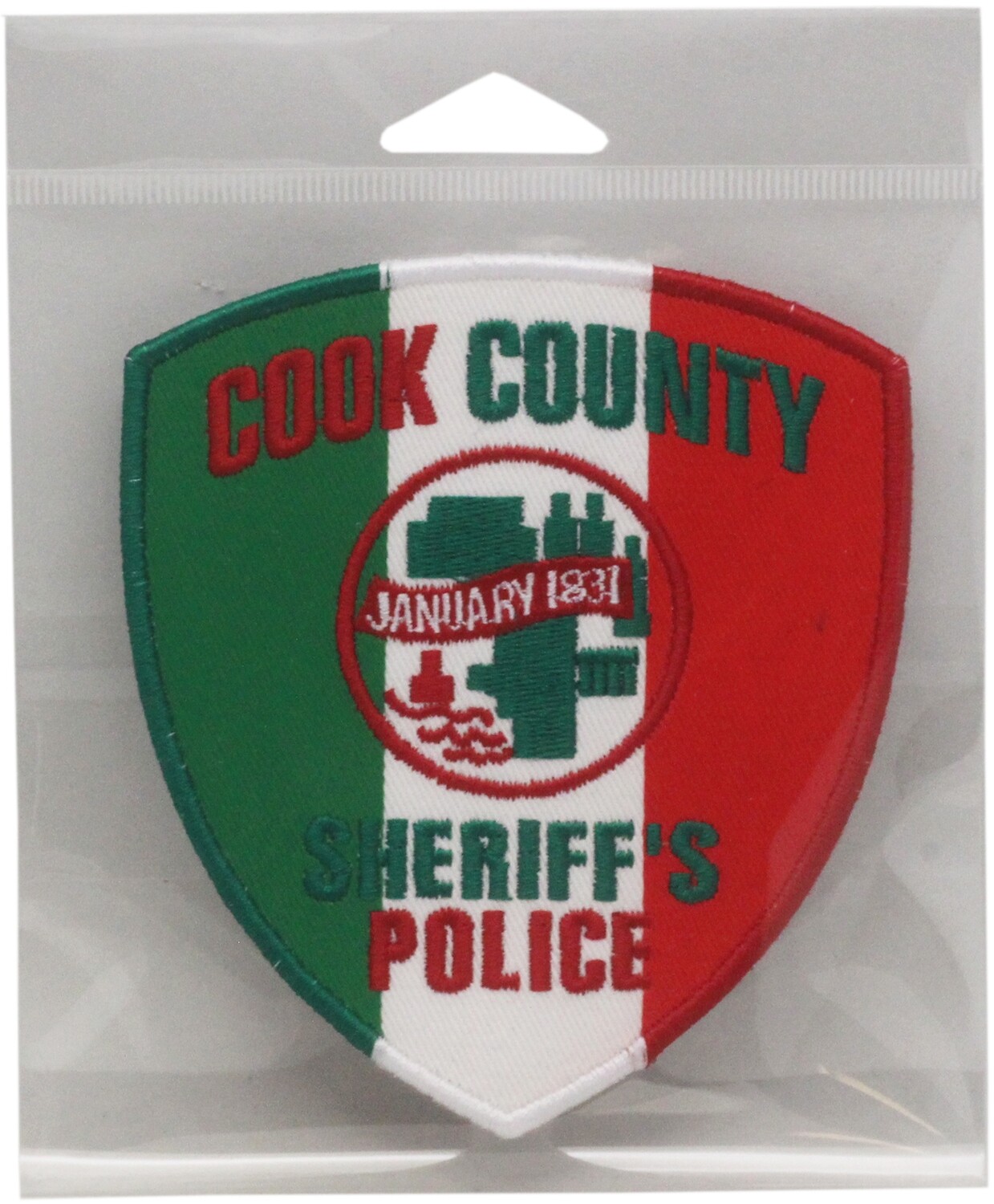 Cook County Italy Flag Patch Shamrock Approx. 4&quot; x 4.5&quot;