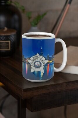 CPD Detective Star Chicago Skyline 15 oz. Coffee Mug 2-Sided