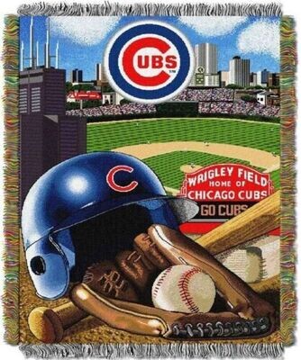 Throw Blanket Woven Tapestry Chicago Cubs ‘Home Field Advantage’ 48" X 60"