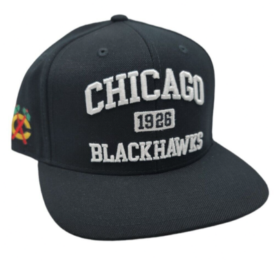 Chicago Blackhawks Snapback Cap Flat Bill Black Wool Blend Cap