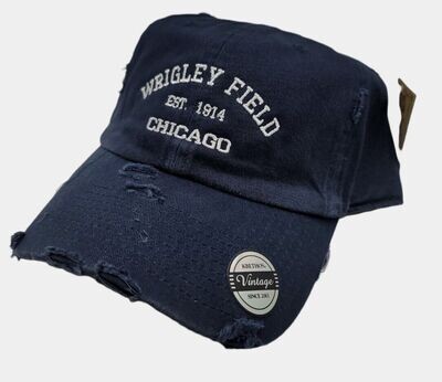 Wrigley Field 1914 Distressed Washed Navy Buckle Back Cap