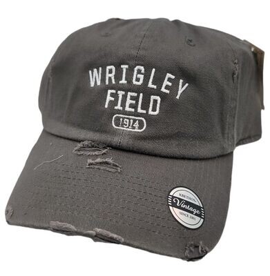 Wrigley Field 1914 Distressed Washed Dark Grey Buckle Back Cap