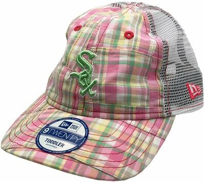 White Sox Toddler Trucker Mesh Madras Hat Adjustable Pink