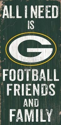 Green Bay Packers Football Friends & Family Sign 6" x 12"