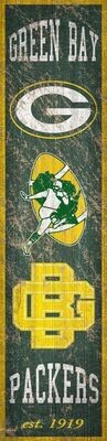 Green Bay Packers Heritage Banner Wood Sign 6&quot; x 24&quot;