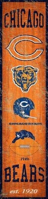 Chicago Bears Heritage Banner Wood Sign 6&quot; x 24&quot;