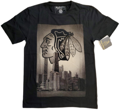 Chicago Blackhawks Soft Black T-shirt City Skyline