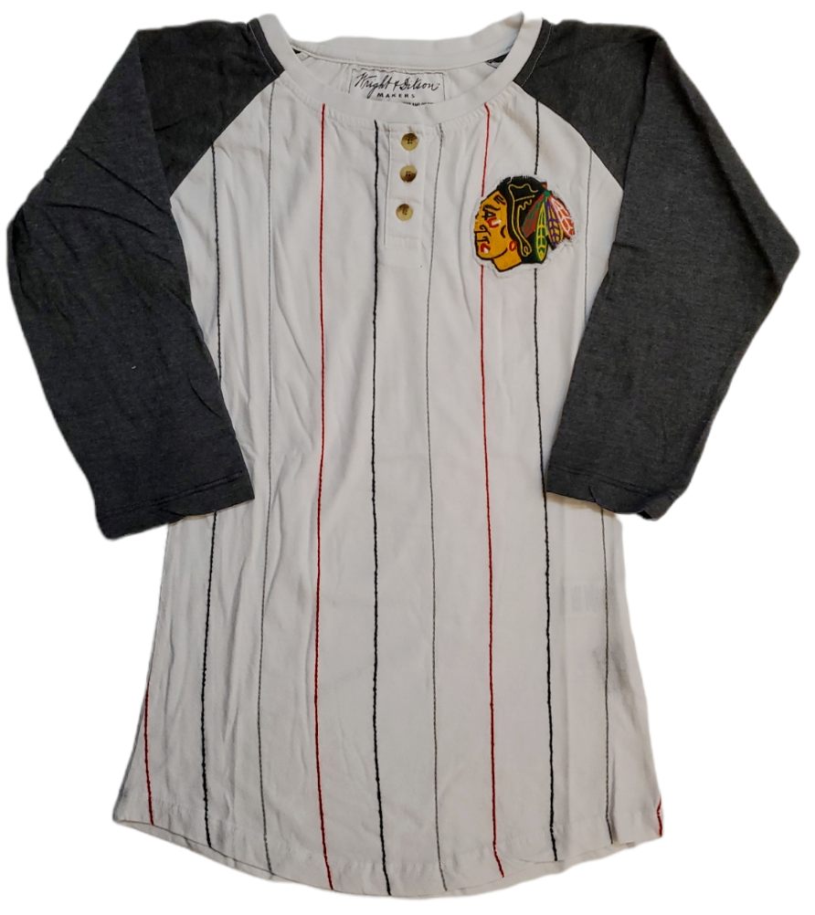 Chicago Blackhawks Ladies Henley T-Shirt 3/4 Sleeve, Size: Small