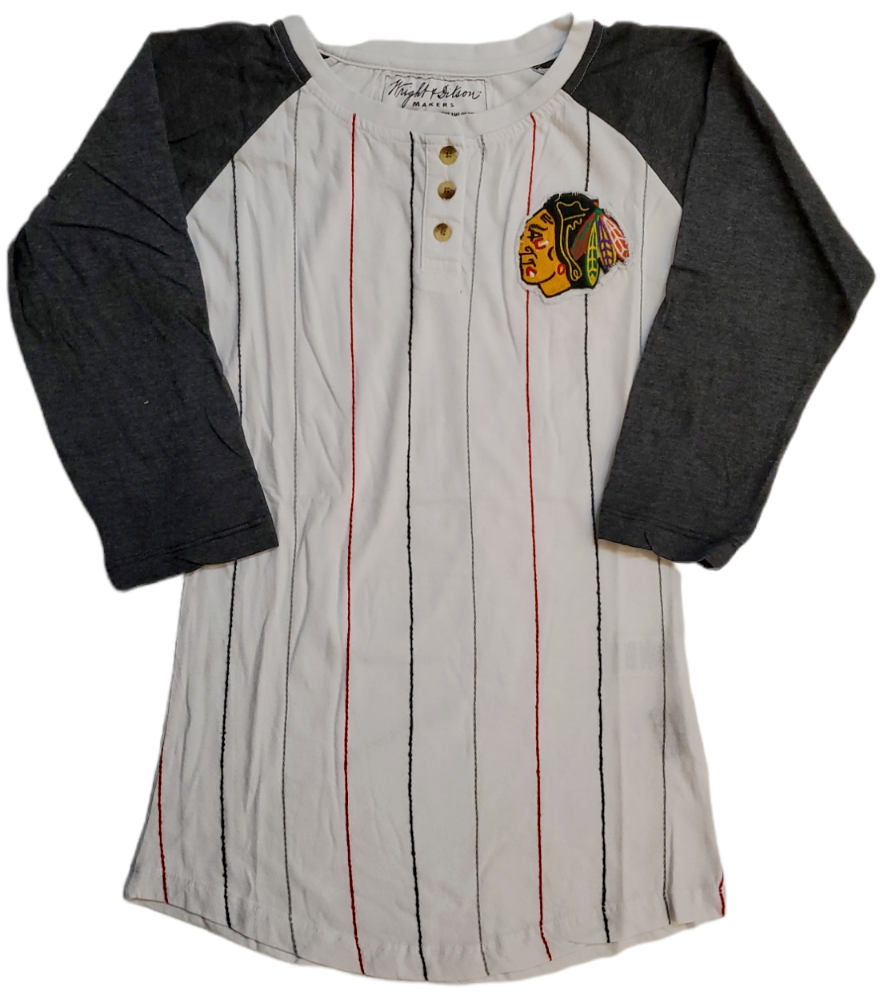 Chicago Blackhawks Ladies Henley T-Shirt 3/4 Sleeve