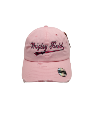 Wrigley Field Chicago Hat Distressed Script Pink