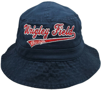 Wrigley Field Chicago Bucket Hat Script Navy