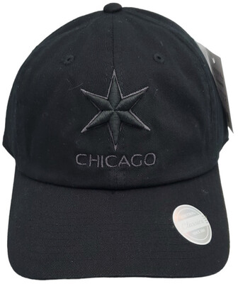 Chicago Star Slouch Hat Dad Cap Puff 3-D Embroidery Black Buckle Back