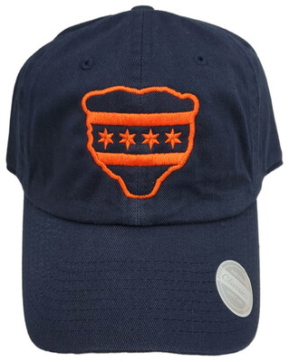 Chicago Flag Bear Slouch Hat Dad Cap Navy Blue