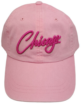 Chicago Script Slouch Hat Dad Cap Pink